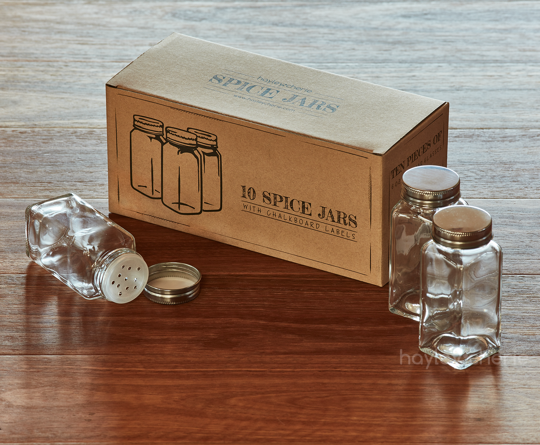 Glass Spice Jars (Set of 6 with Labels)