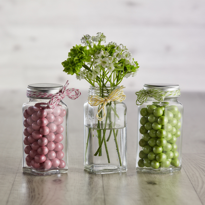 6 Oz Square Glass Spice Jars