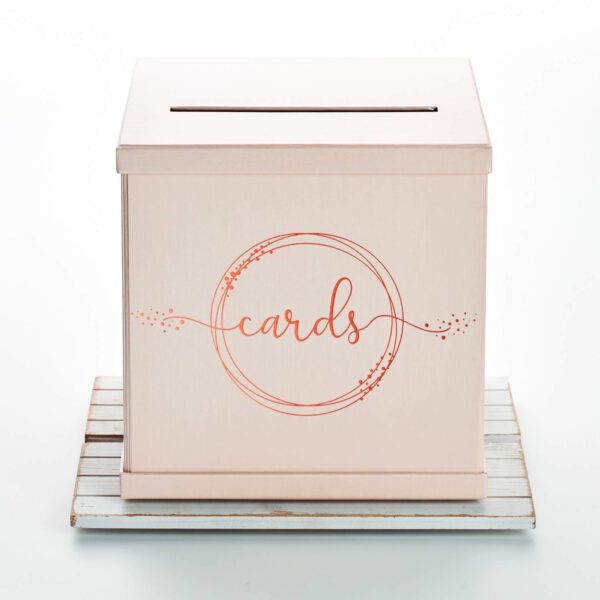 Pink Gift Card Box with Rose Gold Print (10″ X 10″) - Image 2
