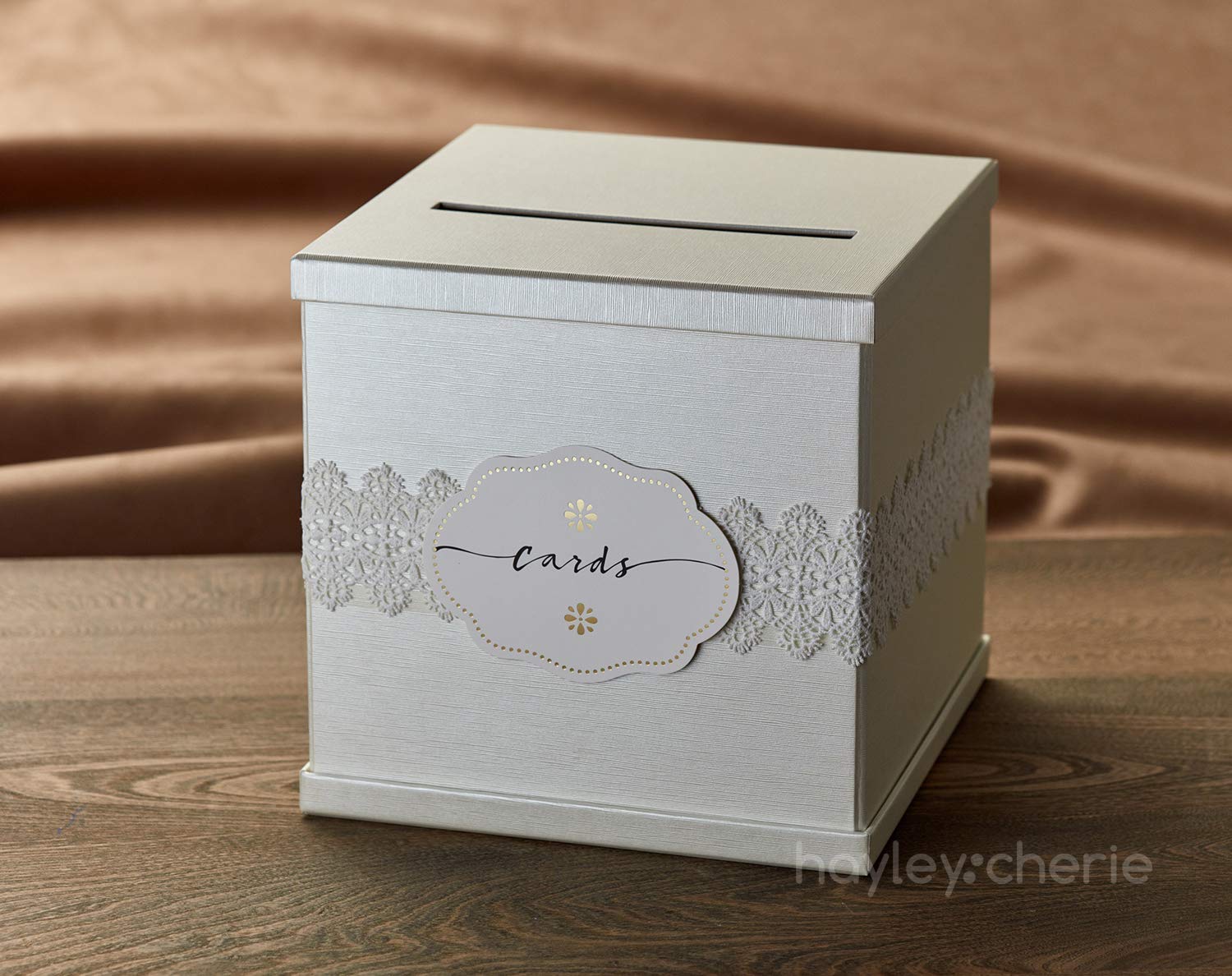 IVORY WEDDING GIFT CARD BOX (10″ X 10″)