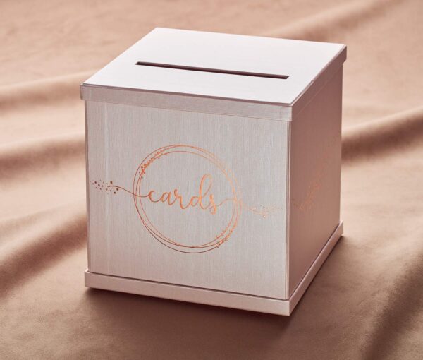 Pink Gift Card Box with Rose Gold Print (10″ X 10″) - Image 4