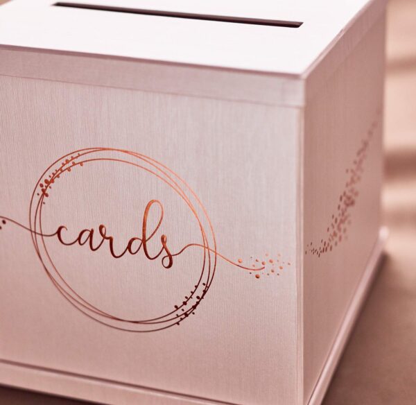 Pink Gift Card Box with Rose Gold Print (10″ X 10″) - Image 3