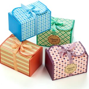 printed pattern rectangle gift treat box with purple, green