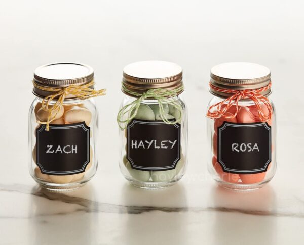 Small 2oz Mason Jars with Chalk board Labels (12 Pack)
