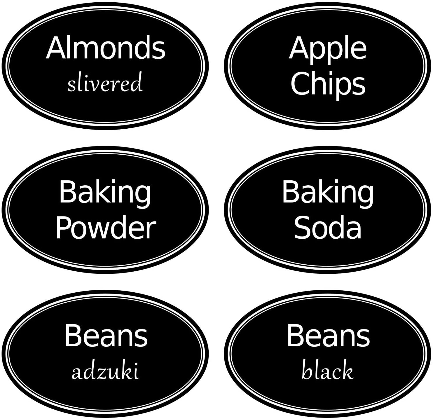 Chalkboard Oval Stickers in Large 3 Size and Medium 2.5 Size 350 Printed Pantry Label Set Includes Extra Write-on Labels Hayley Cherie Waterproof Vinyl and Tear Resistant 