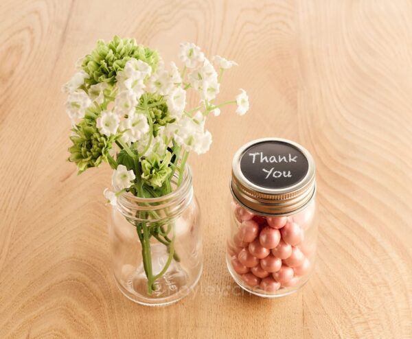 Small 2oz Mason Jars with Chalk board Labels (12 Pack)