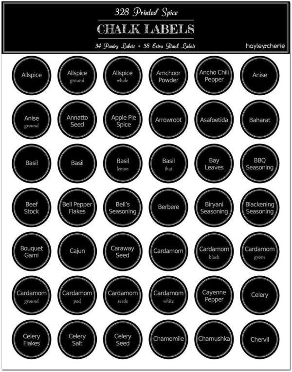 Hayley Cherie - 6 oz Large Square Glass Spice Jars (Set of 10) - Chalkboard  Labels, Stainless Steel Lids and Large & Small Shaker Inserts