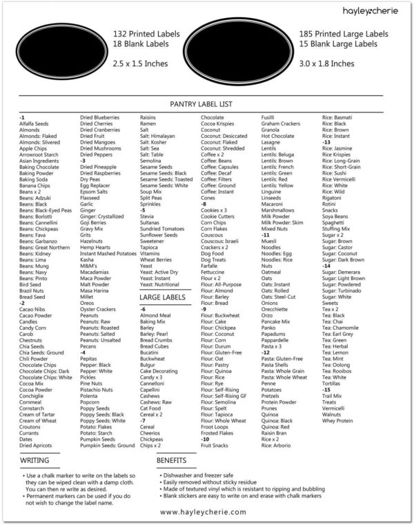 300+ Printed Spice jar and Pantry Labels
