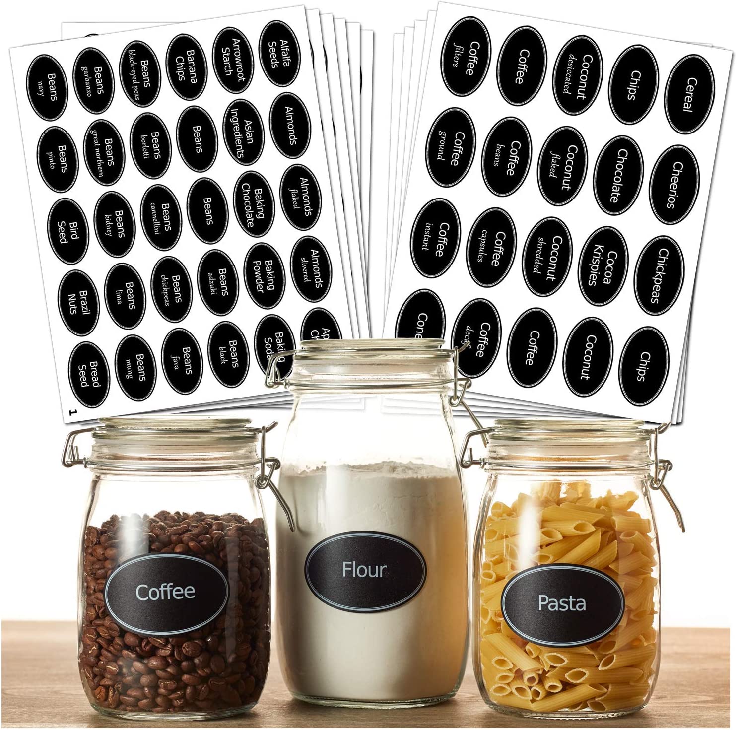 Large Spice jars + Labels