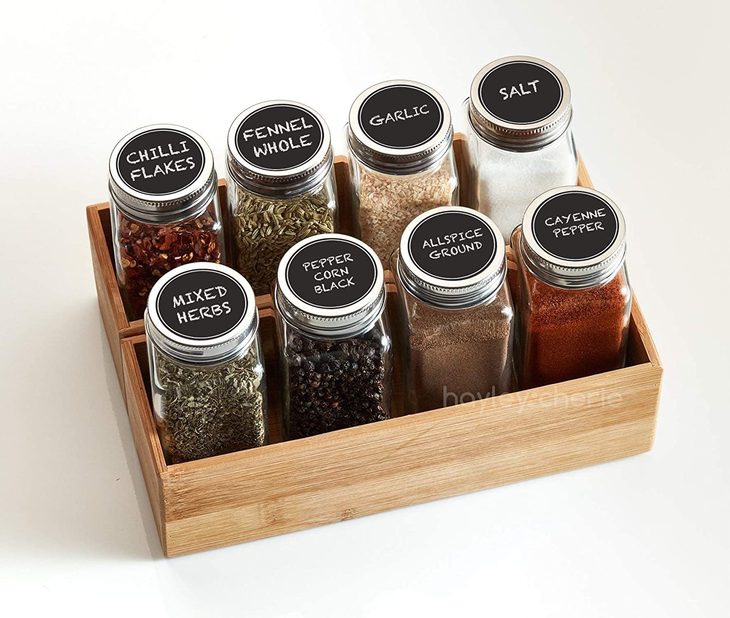 6 Spice Jars with Shaker Insert, Stainless Steel Lid, Spice Jars