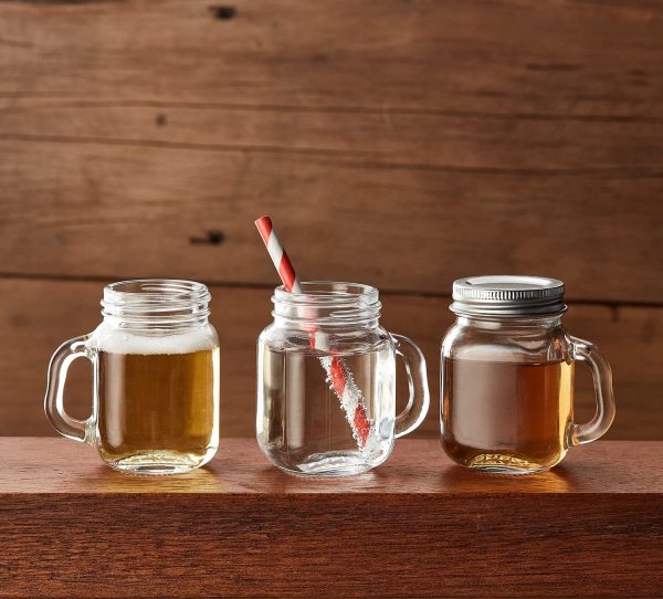 Hayley Cherie - 2.5 oz Glass Mason Jars with Handles and Lids (Set of 10) Small Favor Jars with Chalkboard Labels