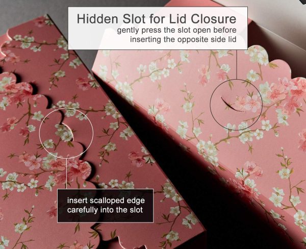 rectangle floral gift treat boxes with ribbons white, red, pink, green