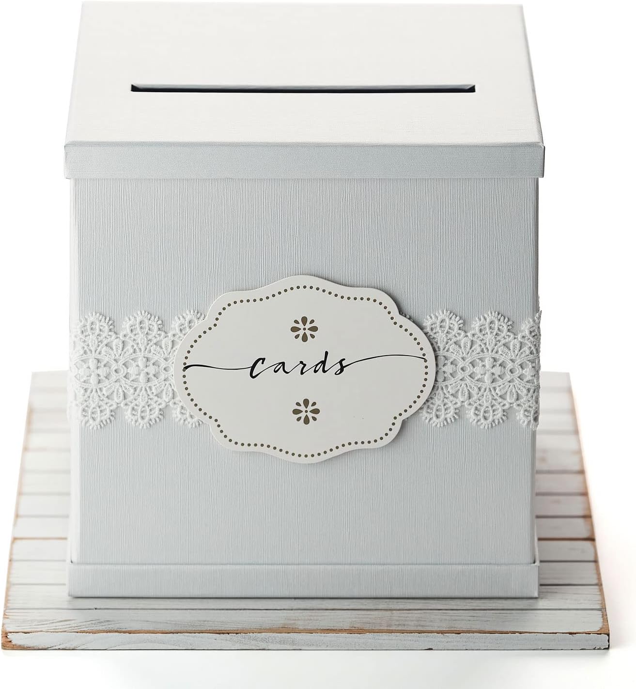 White Gift Card Box with White Lace Textured Finish – Large Size