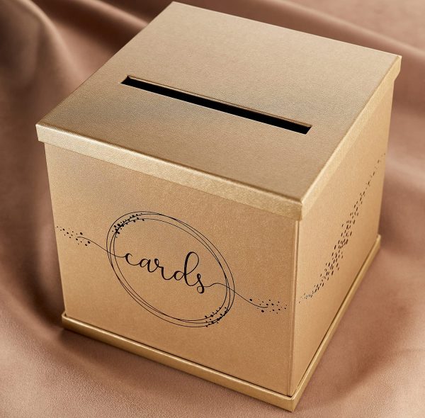 Gold Gift Card Box with Black Foil Design- Textured Finish