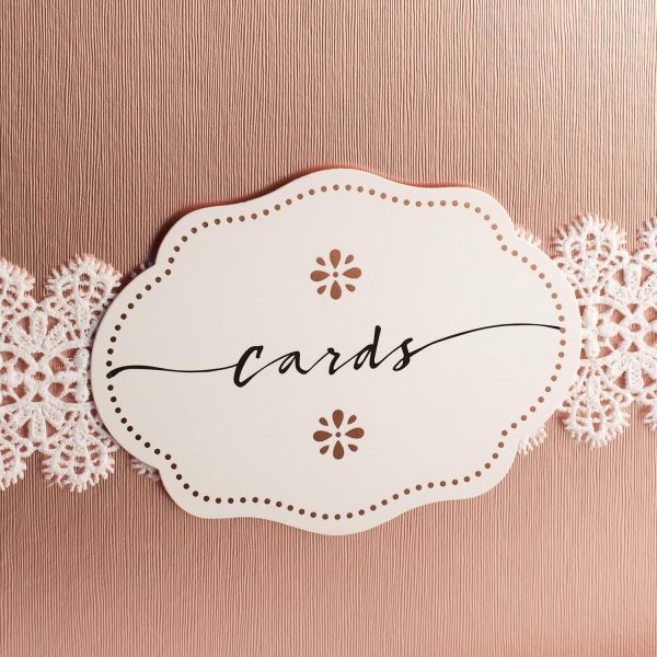 Rose Gold Foil Wedding Gift Card Box With Label and White Lace