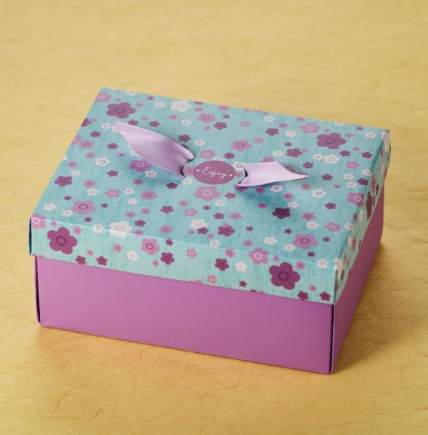 Floral Gift Treat Boxes with Ribbons & Lids (20 Pack) - 8 x 6.3 x 3.5 inches